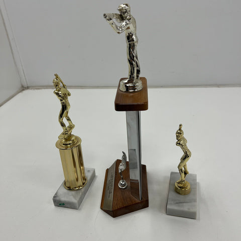 Vintage Trophy Lot 1963 Gun Club 1980s Softball Baseball MCM Marble Base