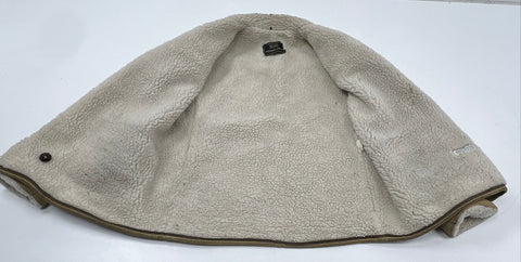 Vintage 70s Sears Western Wear Sherpa Lined Faux Suede Jacket Tan Sz L