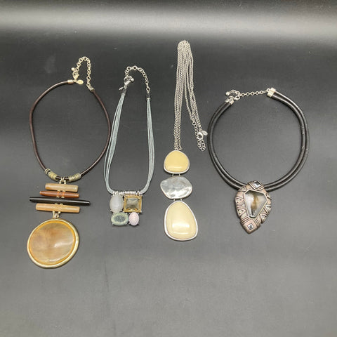 Chico's Statement Necklaces Lot of 4 Multi-Strand Boho Stone Resin Accents