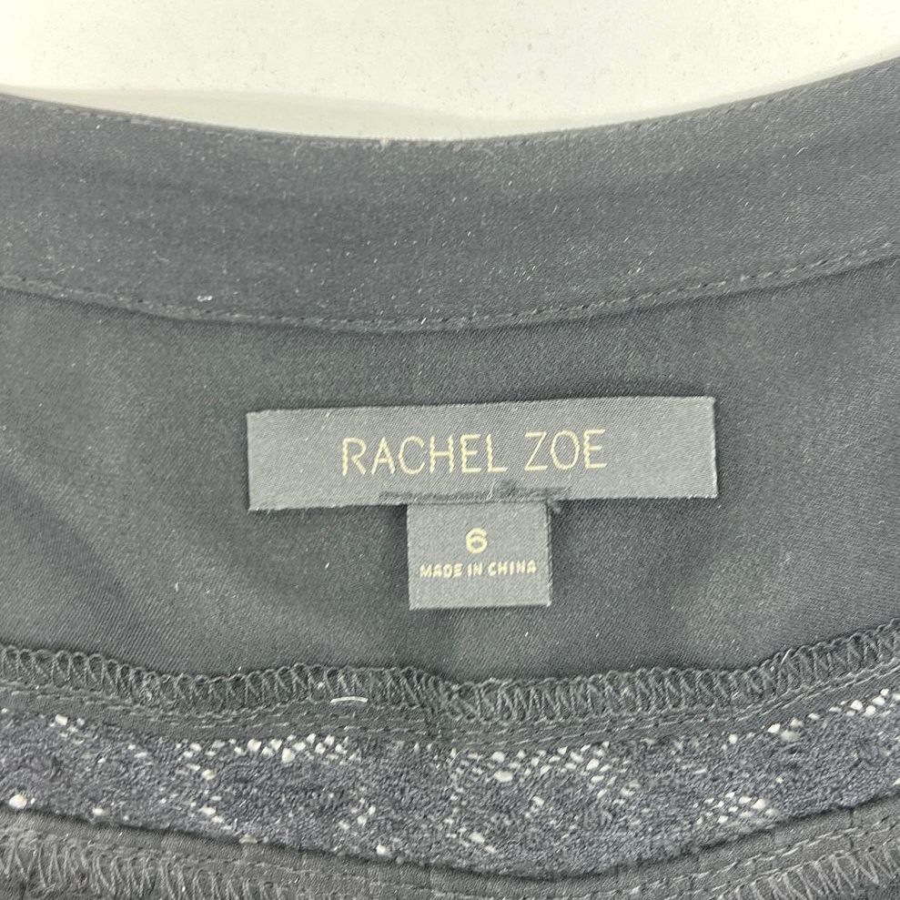 Women's Rachel Zoe Black 100% Silk Lace Trimmed Long Sleeve Blouse - Size 6