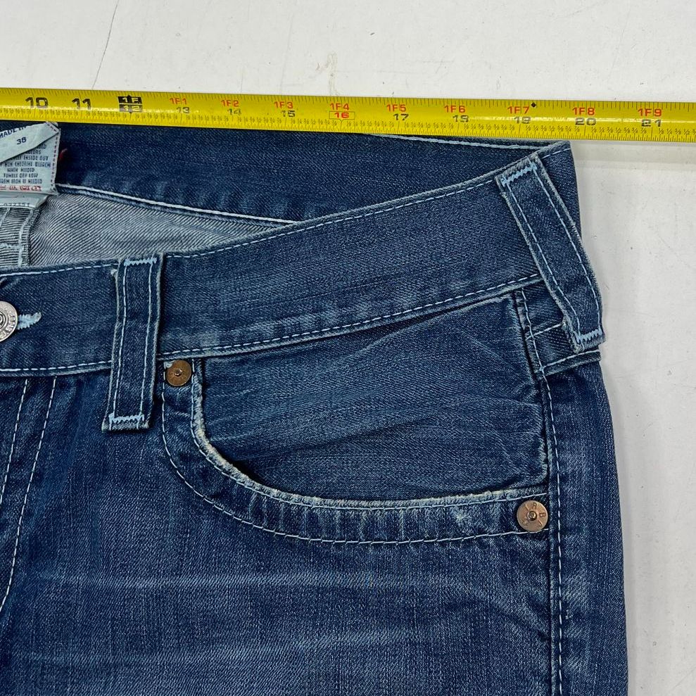 True Religion Ricky Blue Distressed Thick Stitch Bootcut Jeans Men's Size 38