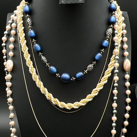 Vintage to Modern Mixed Costume Jewelry Lot 1 Lb Necklaces Pendants Faux Pearl