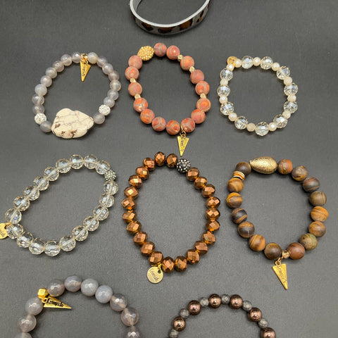 Erimish Bracelet Jewelry Lot of 9 Stackable Boho Beaded Cuff Leopard Print
