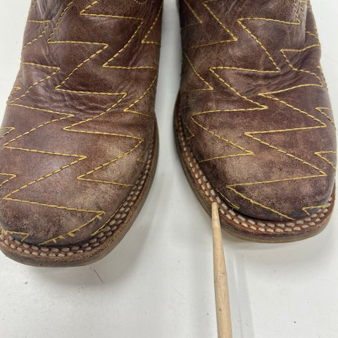 Tin Haul Lightning Kids Brown Blue Leather Western Cowboy Boots Size 3