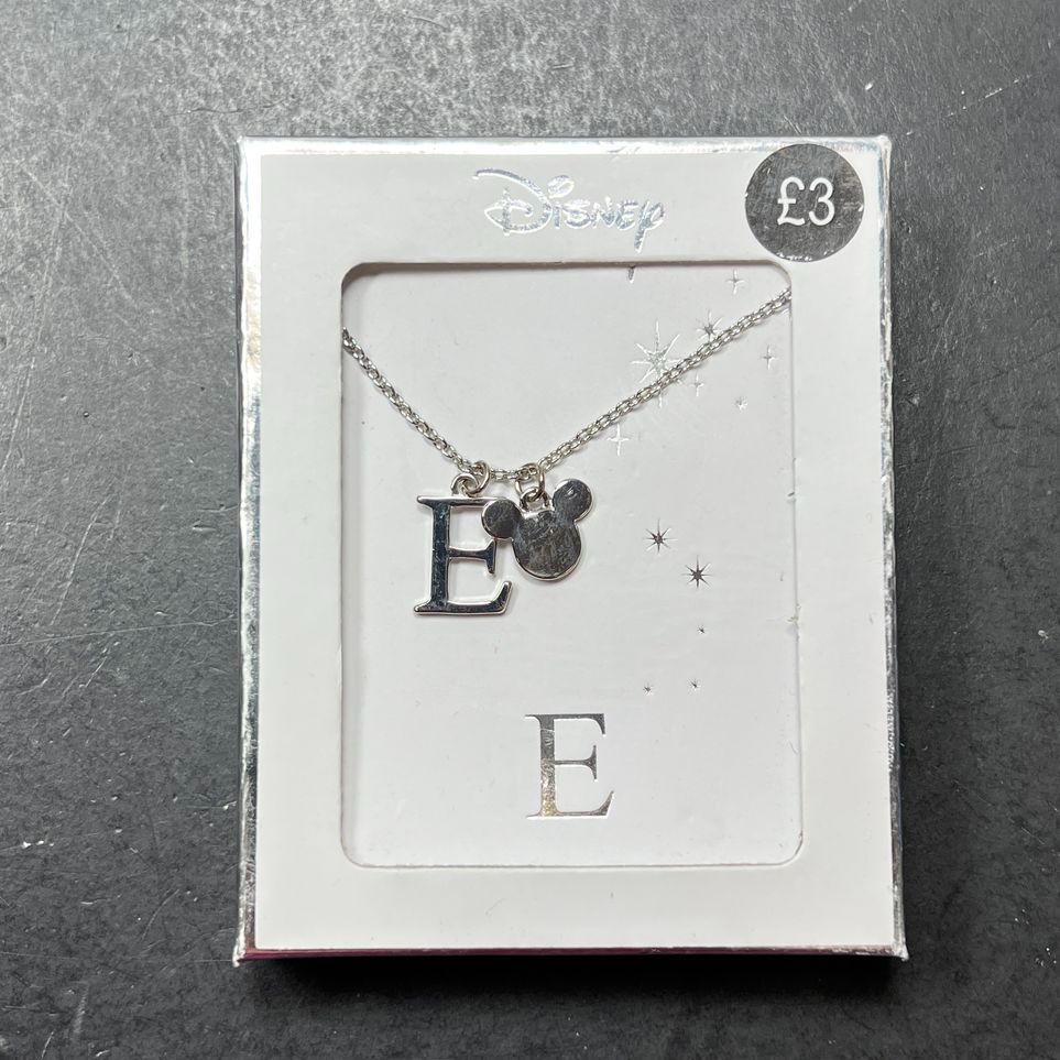 Disney Silver tone Letter E Necklace NWT