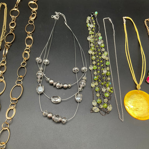 Modern Statement Fashion Jewelry Lot of 10 Necklaces Gold Silver Tone Mixed