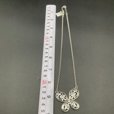 Brighton Silver Tone Crystal Contempo Butterfly Necklace 18" NWT