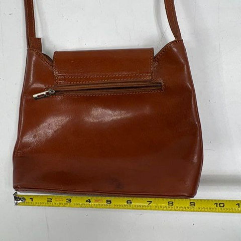 Vintage 90s L'artigiano Italian Brown Leather Crossbody Shoulder Bag Purse