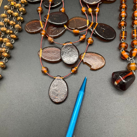 Vintage to Modern Costume Jewelry Lot 0.8 Lbs Statement Necklaces Beaded 9 Pc