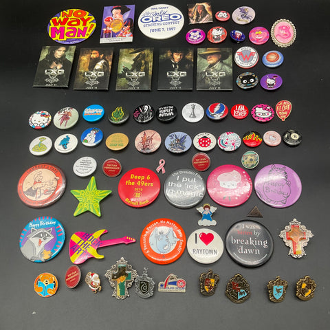 Collectible Pinback Button & Lapel Pin Lot Harry Potter Twilight Grateful Dead