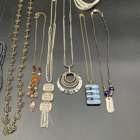 Fashion Jewelry Lot of 11 Necklaces and Bracelet Statement Beaded Mixed Tones