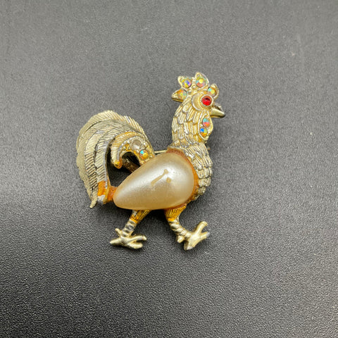 Vintage Costume Jewelry Animal Brooch Lot 4 Gerry's Owl Cat Rooster Insect