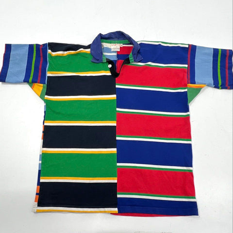Vintage 90s Ghastly Colorblock Striped Rugby Shirt Made in New Zealand Sz XL