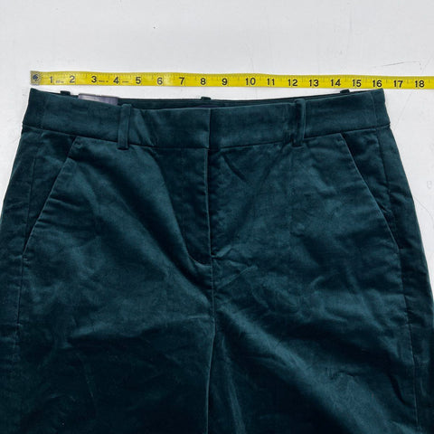 J. Crew Women's Kallie Pant Dark Green Velvet High Rise Straight Leg Size 10 NWT