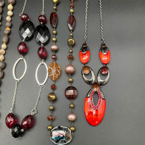 Bohemian Fashion Jewelry Lot of 8 Earthy Statement Necklaces Wood Bead Bracelet