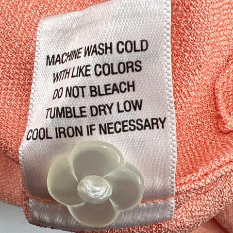 Mary G. Palm Beach Women's Peach Textured Henley Tunic Top Flower Buttons Sz M