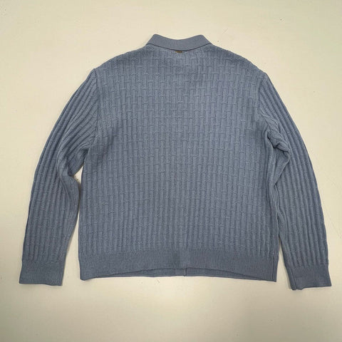 St. John Sport Women's Vintage Y2K Blue Textured Knit Cardigan Sweater Sz L