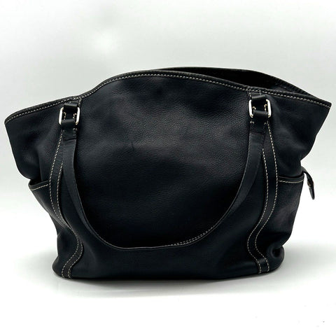 Dooney & Bourke Black Pebbled Leather Shoulder Tote Bag Pink Gingham Lining