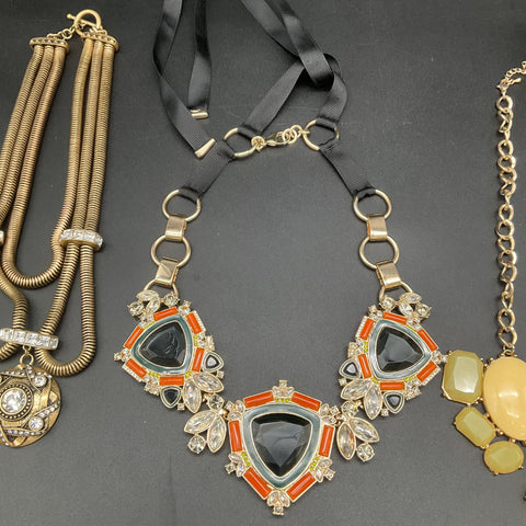 Statement Costume Jewelry Lot 7 Pcs 1.4 Lbs Chunky Necklaces & Bracelet