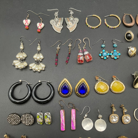 Fashion Jewelry Earrings Lot 32 Pairs Vintage to Modern Hoops Studs Dangles