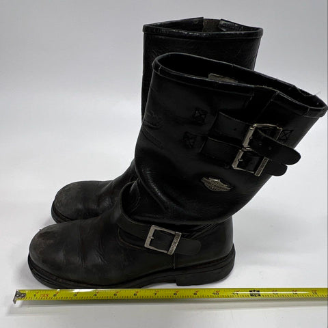 Harley Davidson Black Leather Biker Engineer Boots See Measurements