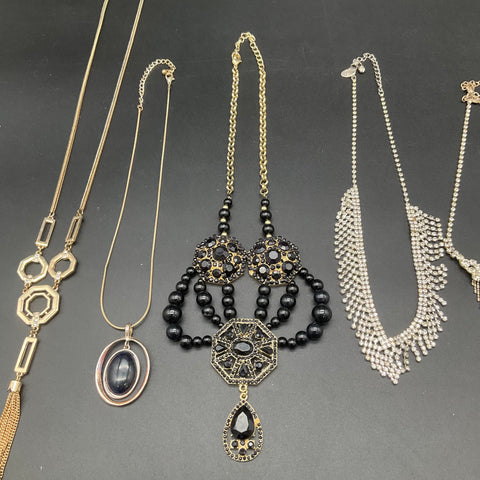 Vintage & Modern Statement Jewelry Lot of 6 Rhinestone Pearl Tassel Necklaces