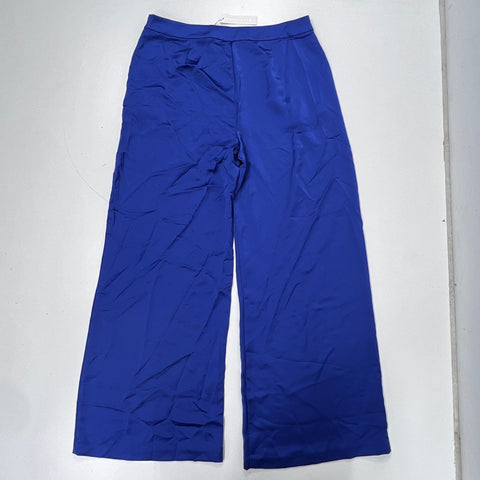 Trina Turk Women's Royal Blue Satin Ines Wide Leg Pants NWT Sz 12