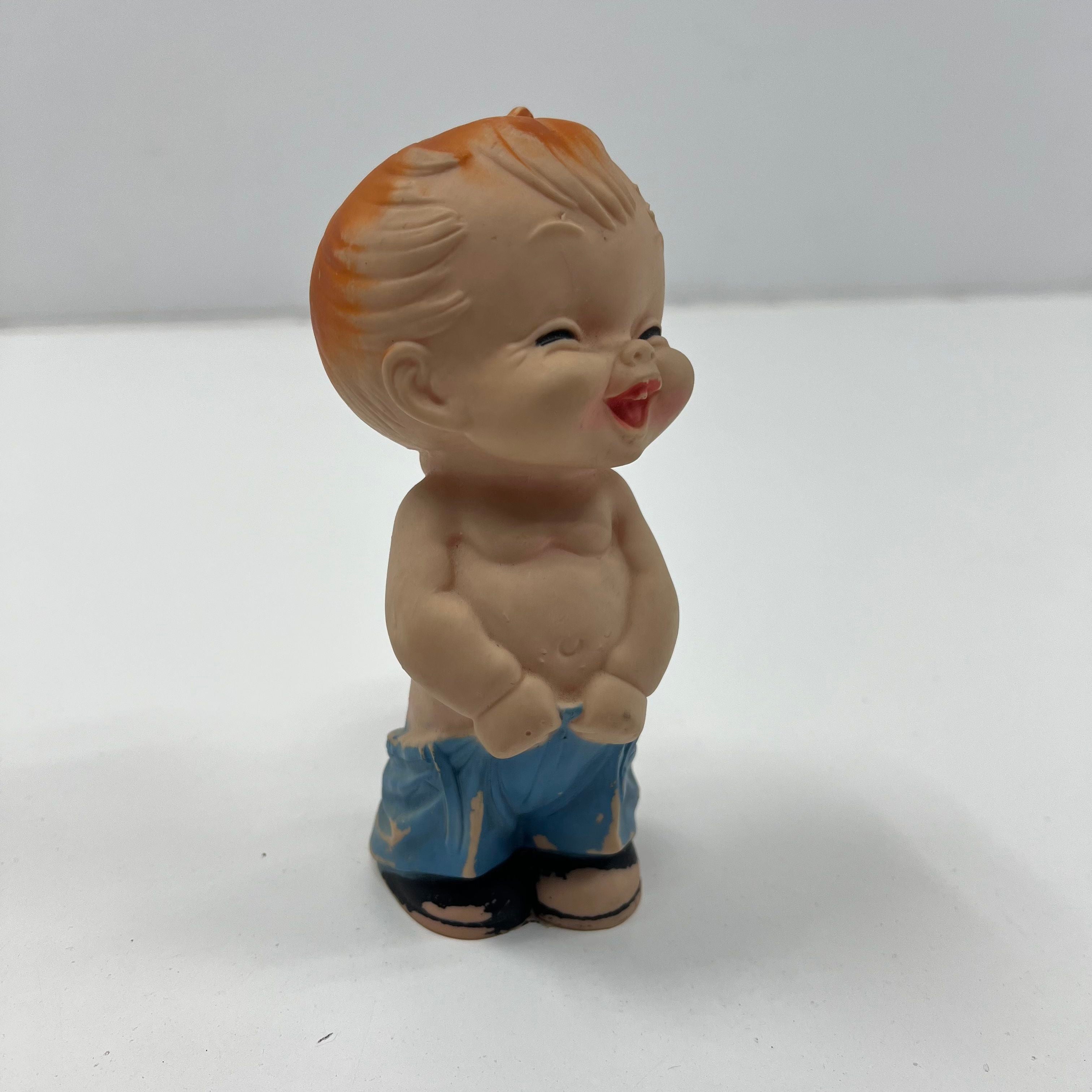 Vintage Bare Bottom Boy Rubber Squeak Doll Bath Toy *Fair Condition