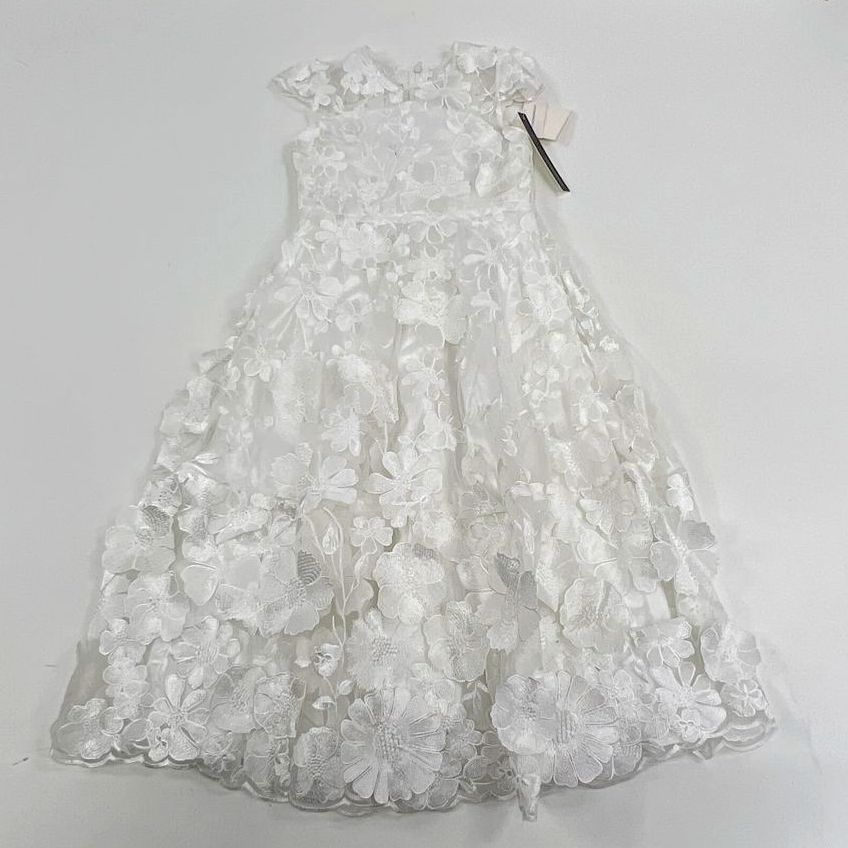 Gio Bespoke Floral Applique Children's Dress White Anthropologie Girl Size 6 NWT