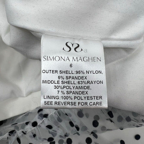 Simona Maghen NWT Muse White Black Polka Dot Mermaid Dress Women's 6