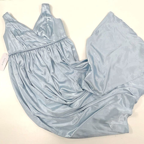 Azazie Women's Sky Blue Tanicia Satin Maxi Dress V-Neck Braided Waist Sz 16 NWT