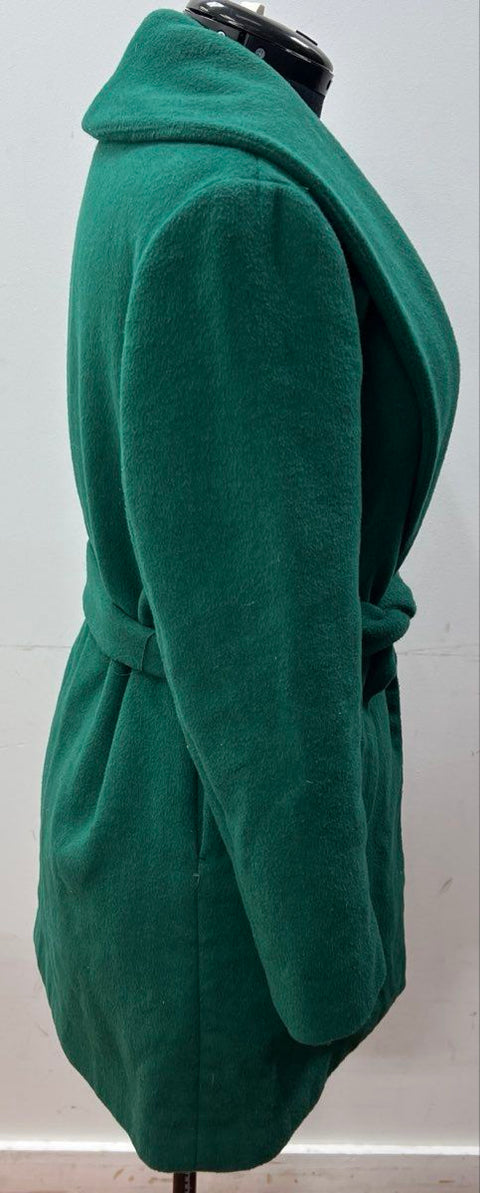 Ann Taylor Women's Green Shawl Collar Belted Wrap Coat Sz S