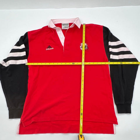 Vintage 90s Adidas Nebraska Huskers Rugby Shirt Long Sleeve Three Stripe Sz S