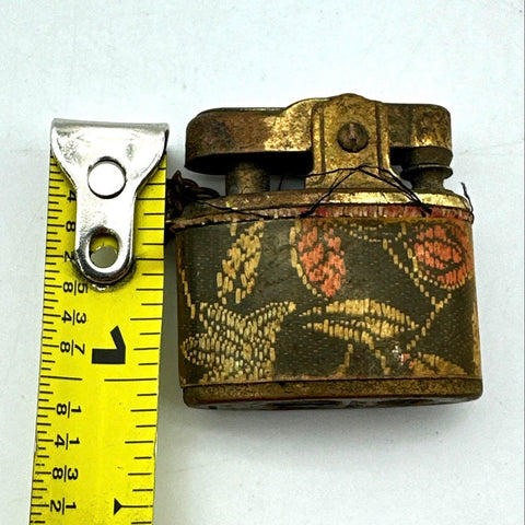 Atlas-Lite Vintage Miniature Petrol Lighter Brocade Japan Pigmy Keychain Brass