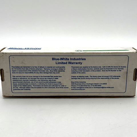 Blue-White Industries F-300 Flowmeter Industrial Liquid Measuring Device