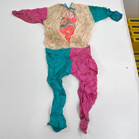 Vintage 1950s Childs Clown Costume Halloween Jumpsuit Graphic Print USA