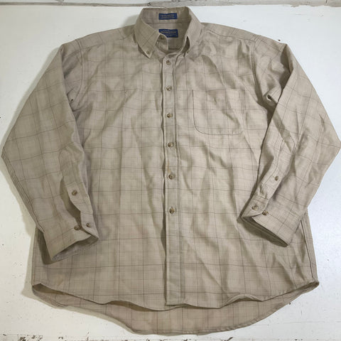 Vintage 90s Sir Pendleton Worsted Wool Plaid Button Shirt USA Fabric Sz L