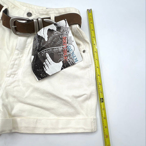 Vintage 90s Denim Republic Women's White High Waisted Belted Shorts NWT Sz 11/12