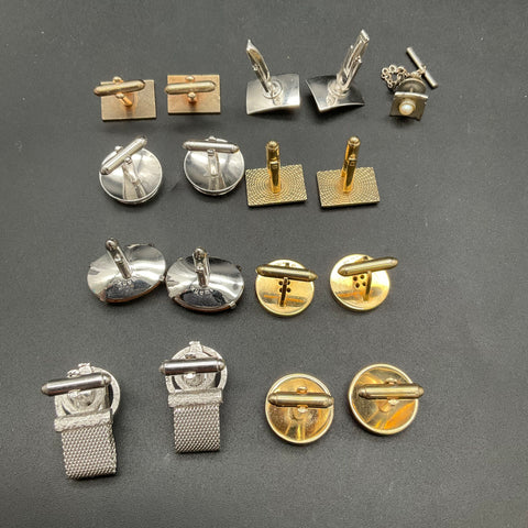 Vintage Swank Dante Cufflink Lot 9 Sets Mid-Century Costume Jewelry Blue Amber