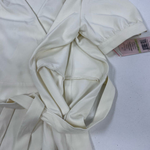 Nanette Lepore Women's Cannoli Cream Ruffle Faux Wrap Dress Ruffle Hem NWT Sz 4