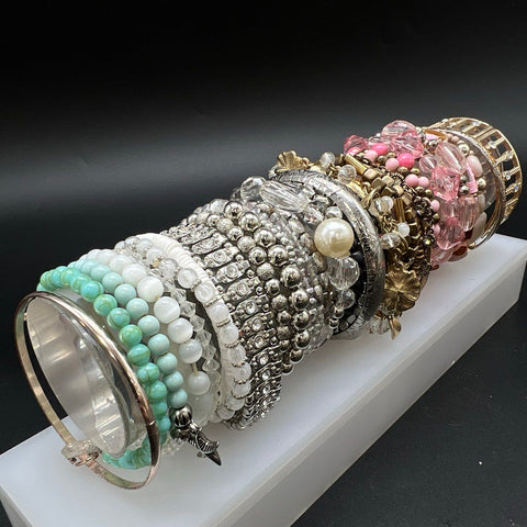 Vintage to Modern Costume Jewelry Bracelet Lot 3 lbs Beaded Bangle Stretch Cuff