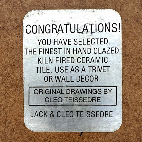 Cleo Teissedre Ceramic Storyteller Turtle Trivet Wall Tiles Lot 2 Vintage 6x6