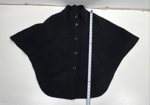 Hilary Radley Collection Black Wool Blend Button Front Cape Poncho Jacket Sz M