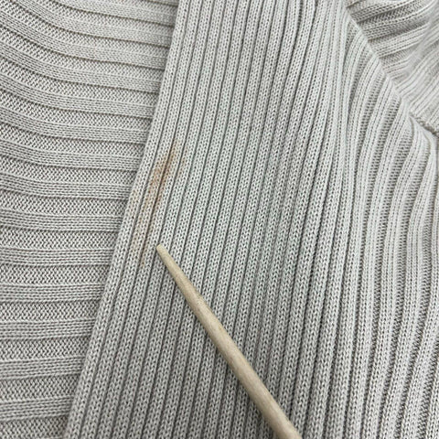 Marisa Minicucci Women's Tan Merino Wool Ribbed Drape Front Cardigan M