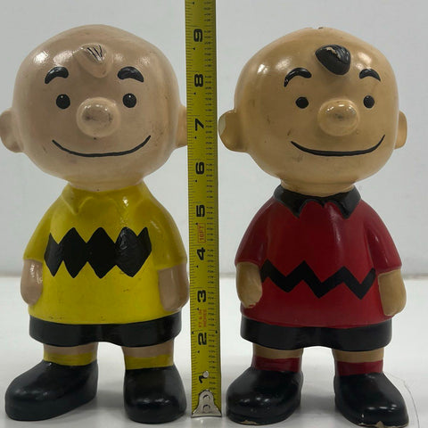 Vintage Peanuts Charlie Brown Ceramic Figurine Banks Lot of 2