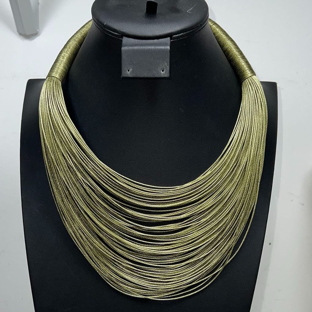 Zenzii Green String Statement Bib Necklace