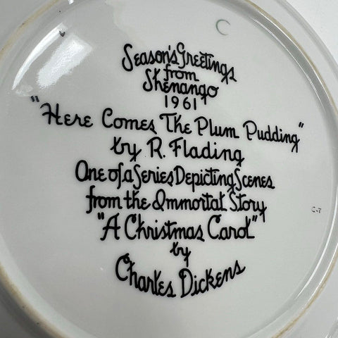 Shenango 1961 A Christmas Carol Plate "Here Comes The Plum Pudding" R. Flading
