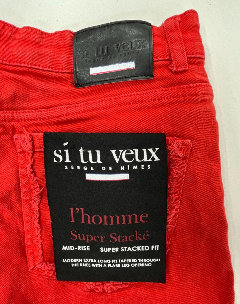 Si Tu Veux Red L'homme Super Stacké Flare Leg Cargo Jeans Men's 32 NWT
