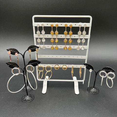 Vintage Joan Rivers Costume Jewelry Crystal Hoop Dangle Stud Earrings Lot of 12