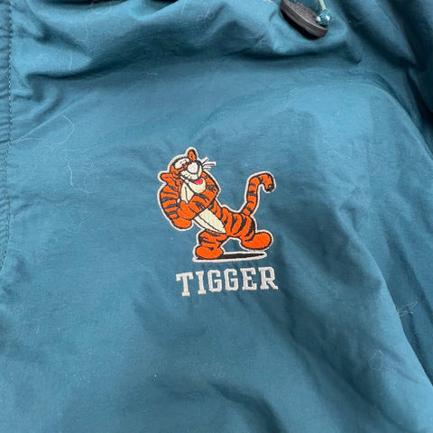Vintage 90s Disney Tigger Embroidered Hooded Windbreaker Jacket Sz M